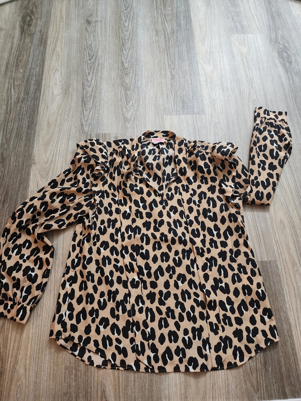 Kate Spade Leopard Print Pajama Top - Tan and Black